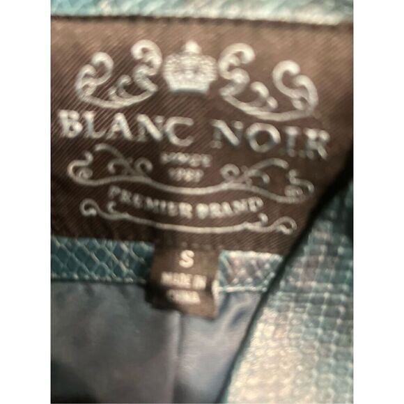 Blanc Noir Black Dark Teal snakeskin Leather Moto Jacket size S NWT Biker - Picture 5 of 5